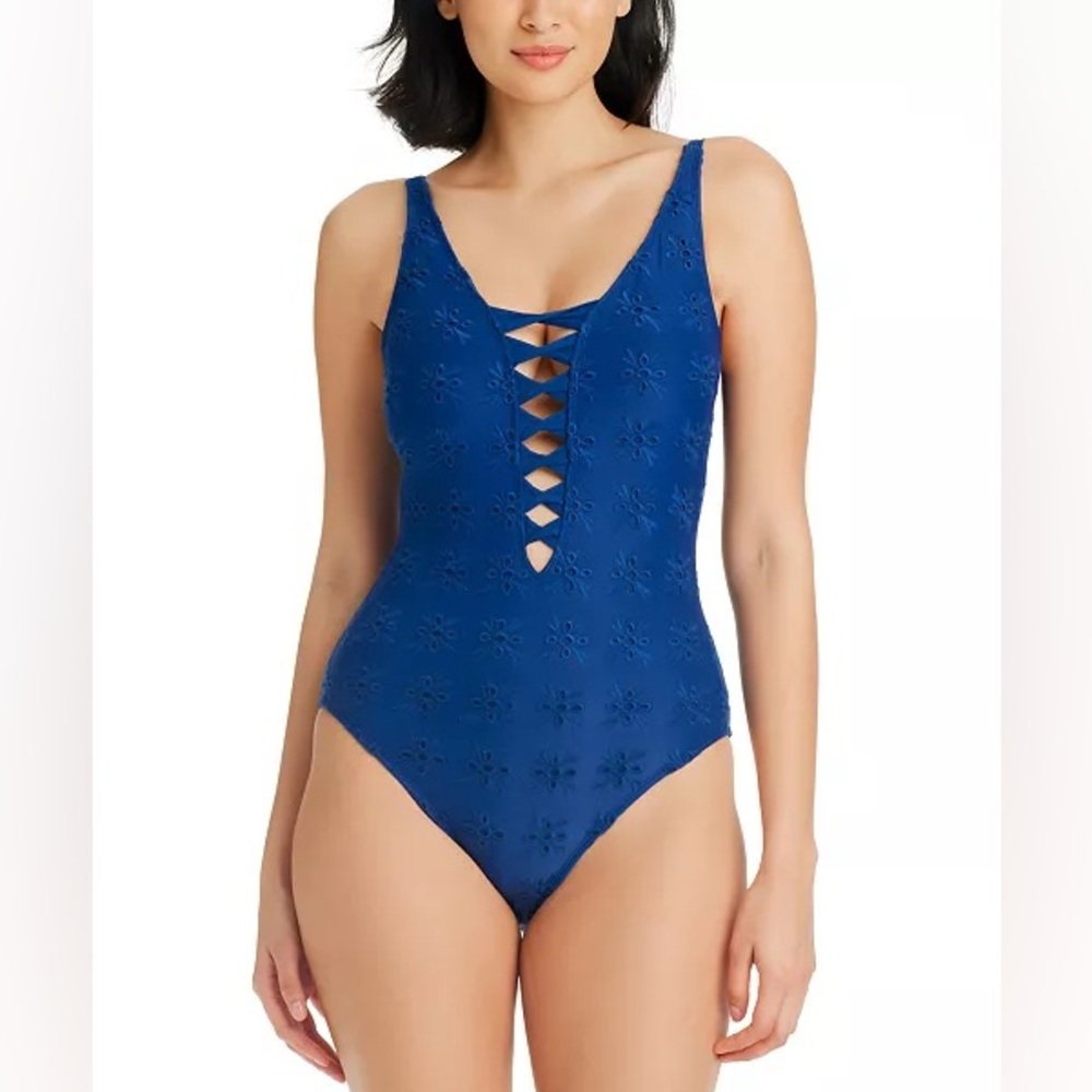 Bleu by Rod Beattie eyes wide open lace down One-Piece